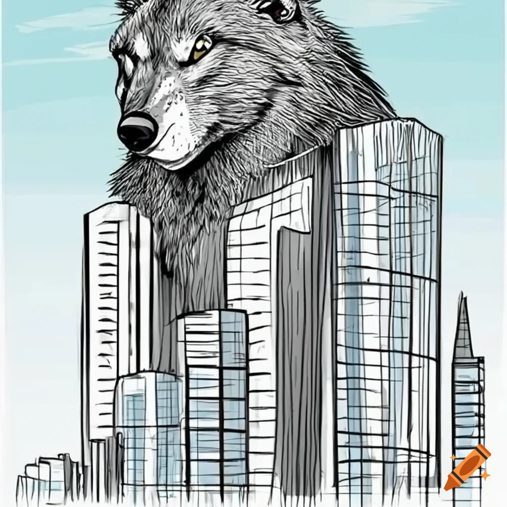 wolf in city on Craiyon