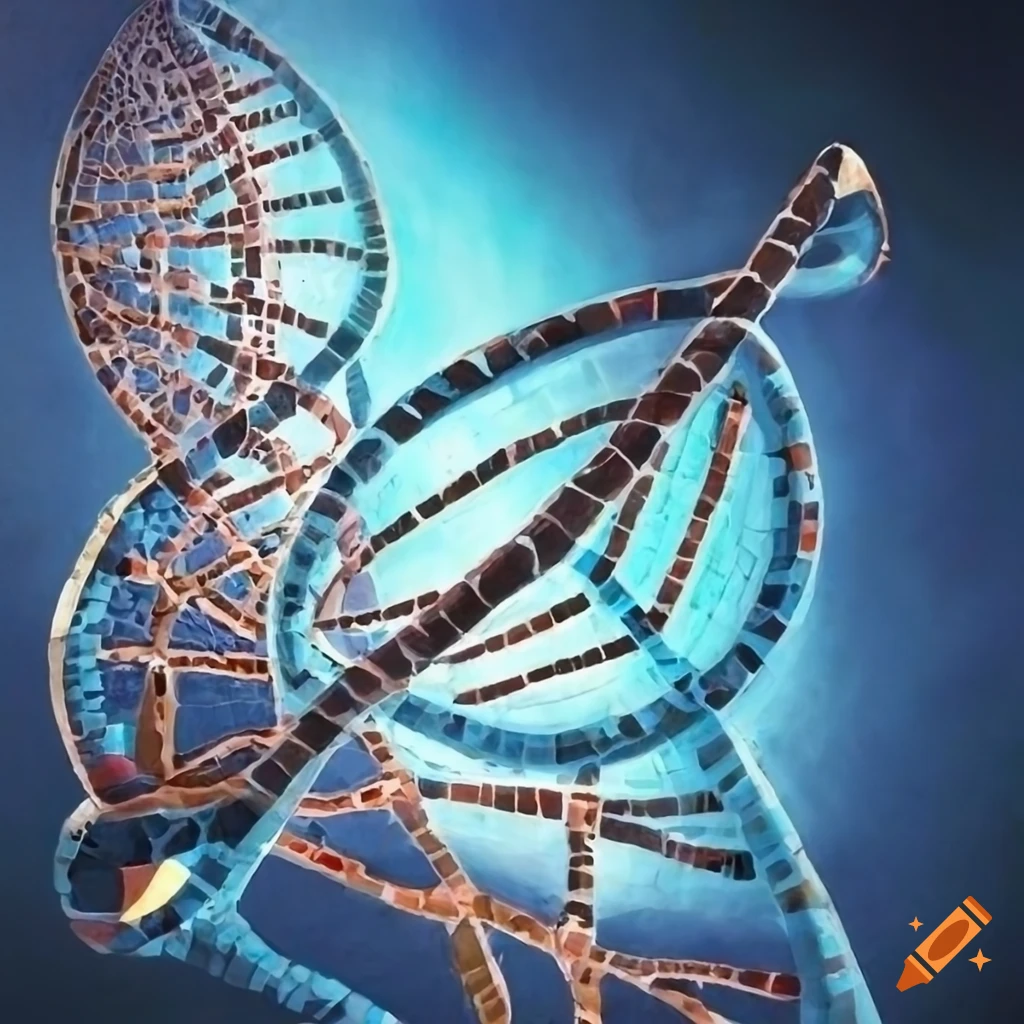 mosaic mural of a DNA helix