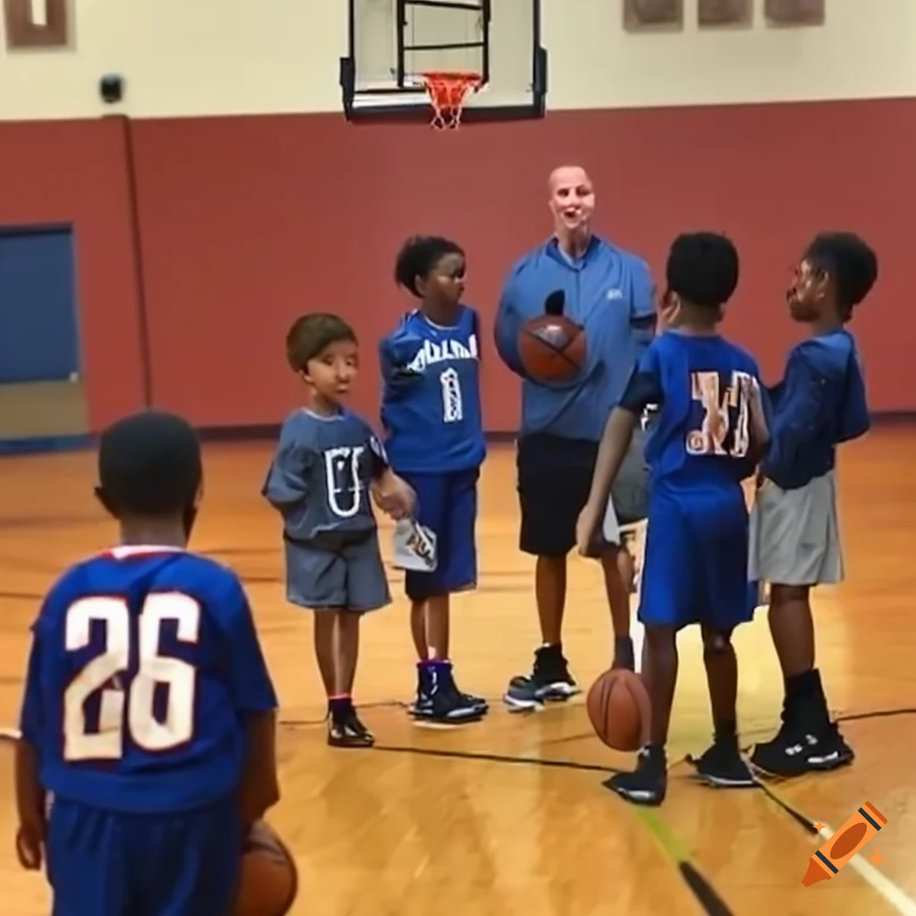 Inspiring speech in basketball training on Craiyon