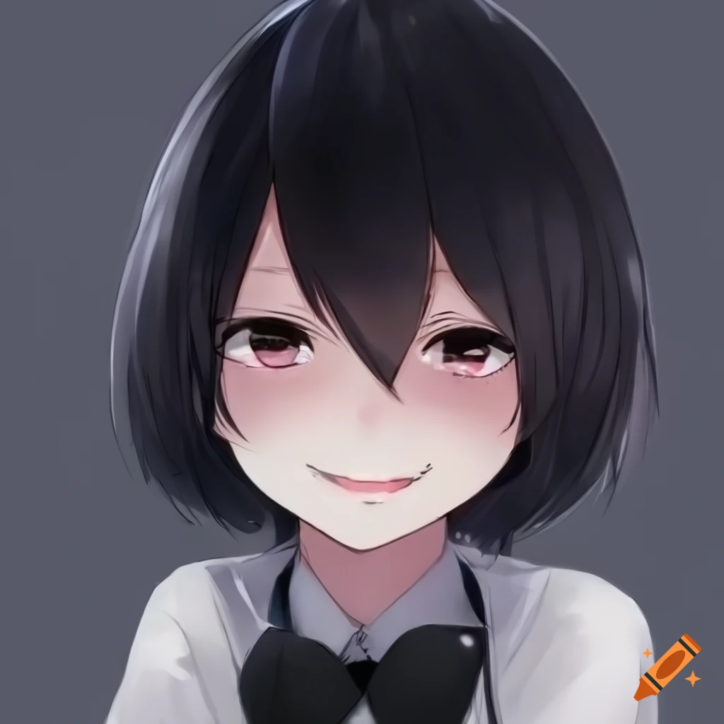 Anime girl with short black hair