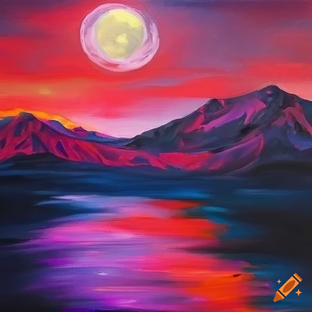 colorful desert mirage under moonlight