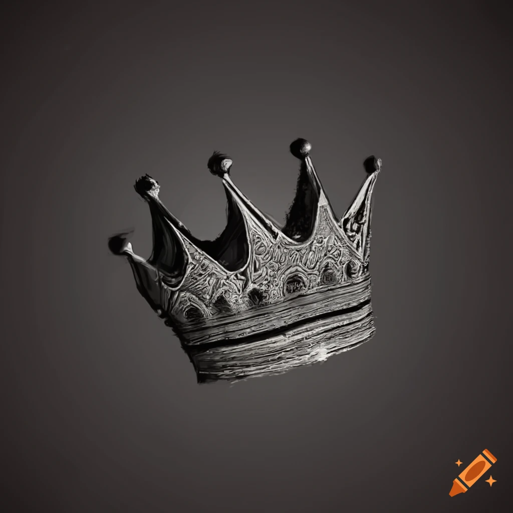 grainy black and white image of a crown
