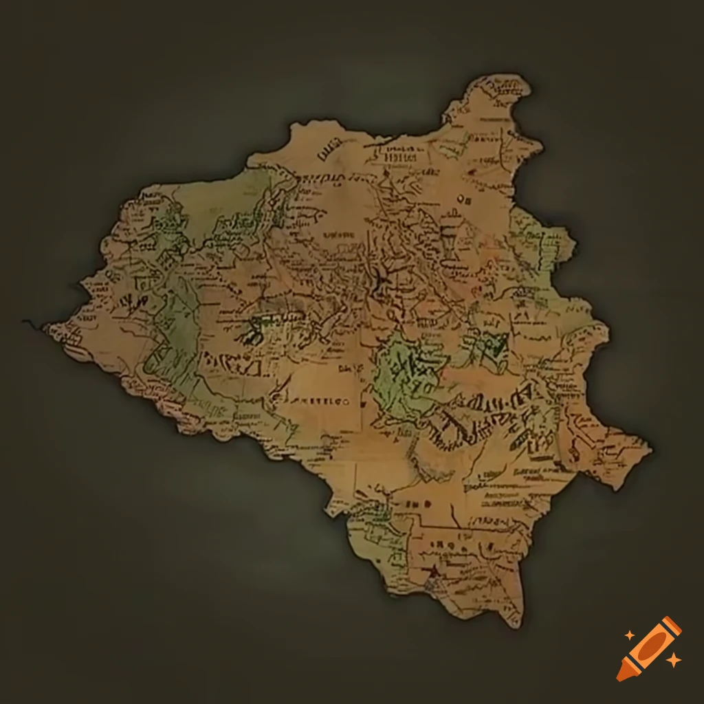 fantasy map of Poland inspired by Lord of the Rings