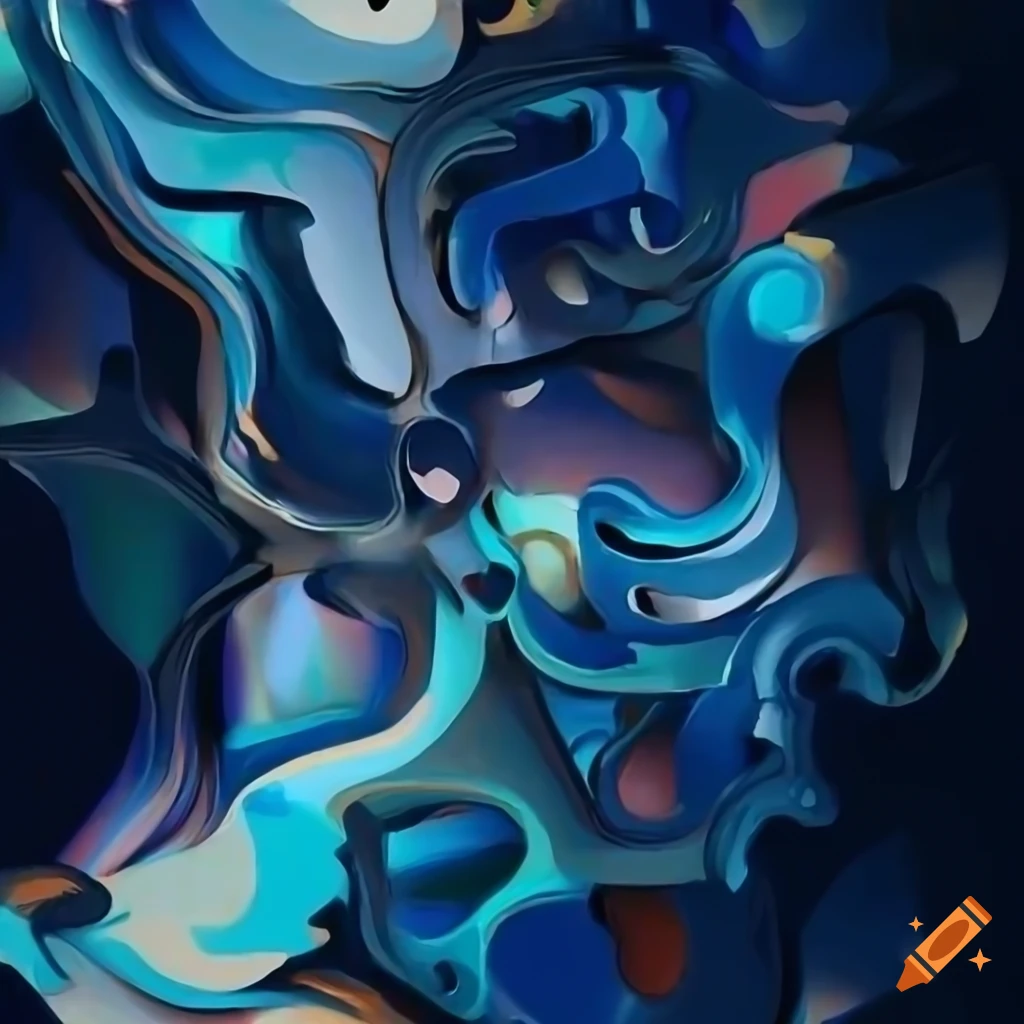 Abstract 2d vector mechanical shape painting