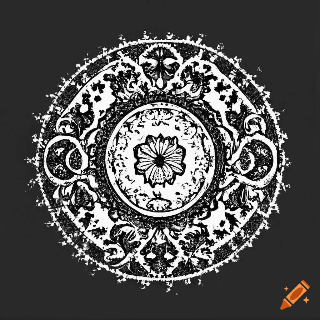 Black and white stamp pattern design