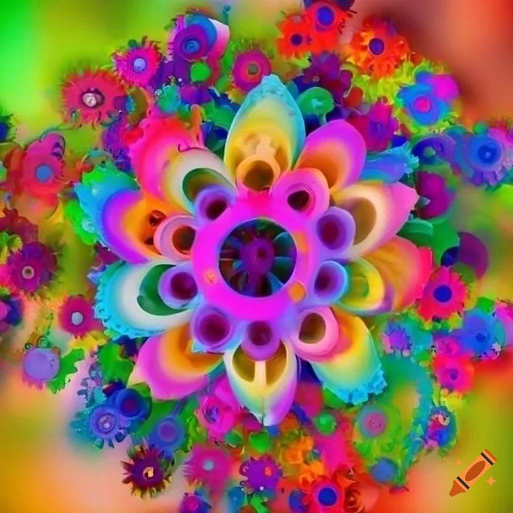 mechanical flower made of colorful gears