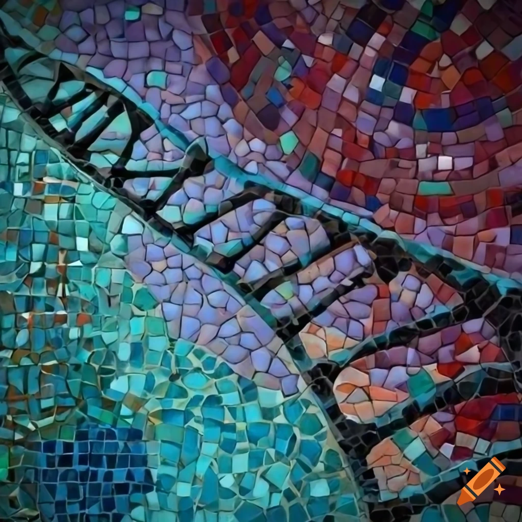 mosaic mural of a DNA helix