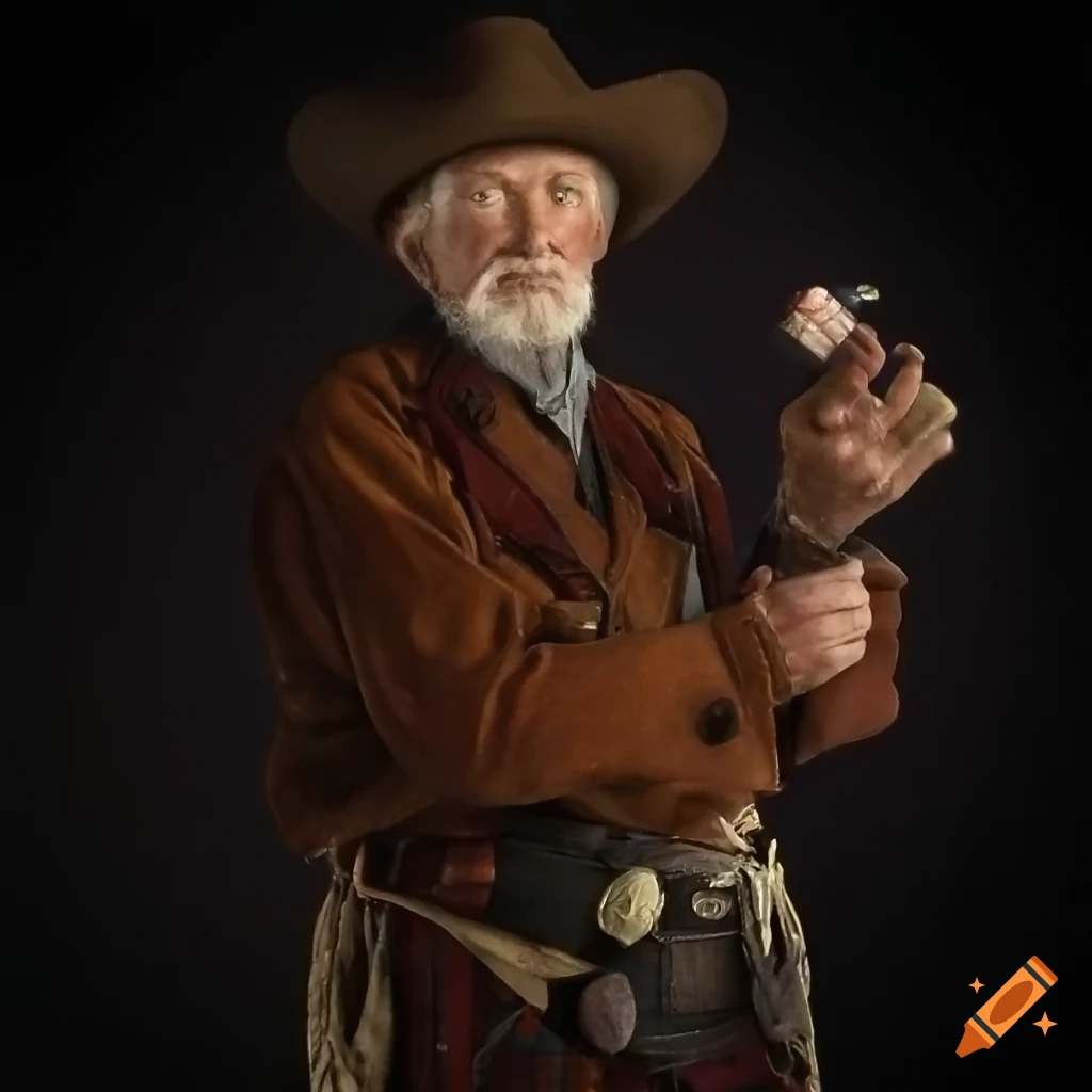 image of an old Scottish cowboy with playing cards