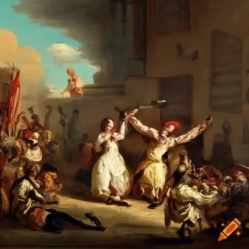 revolution battle scene inspired by Eugène Delacroix