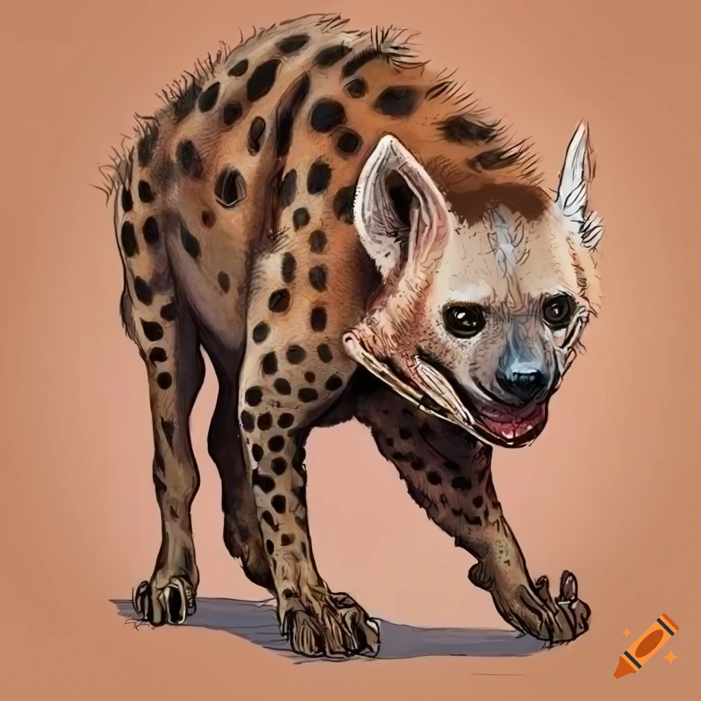 Detailed illustration of a hyena on Craiyon