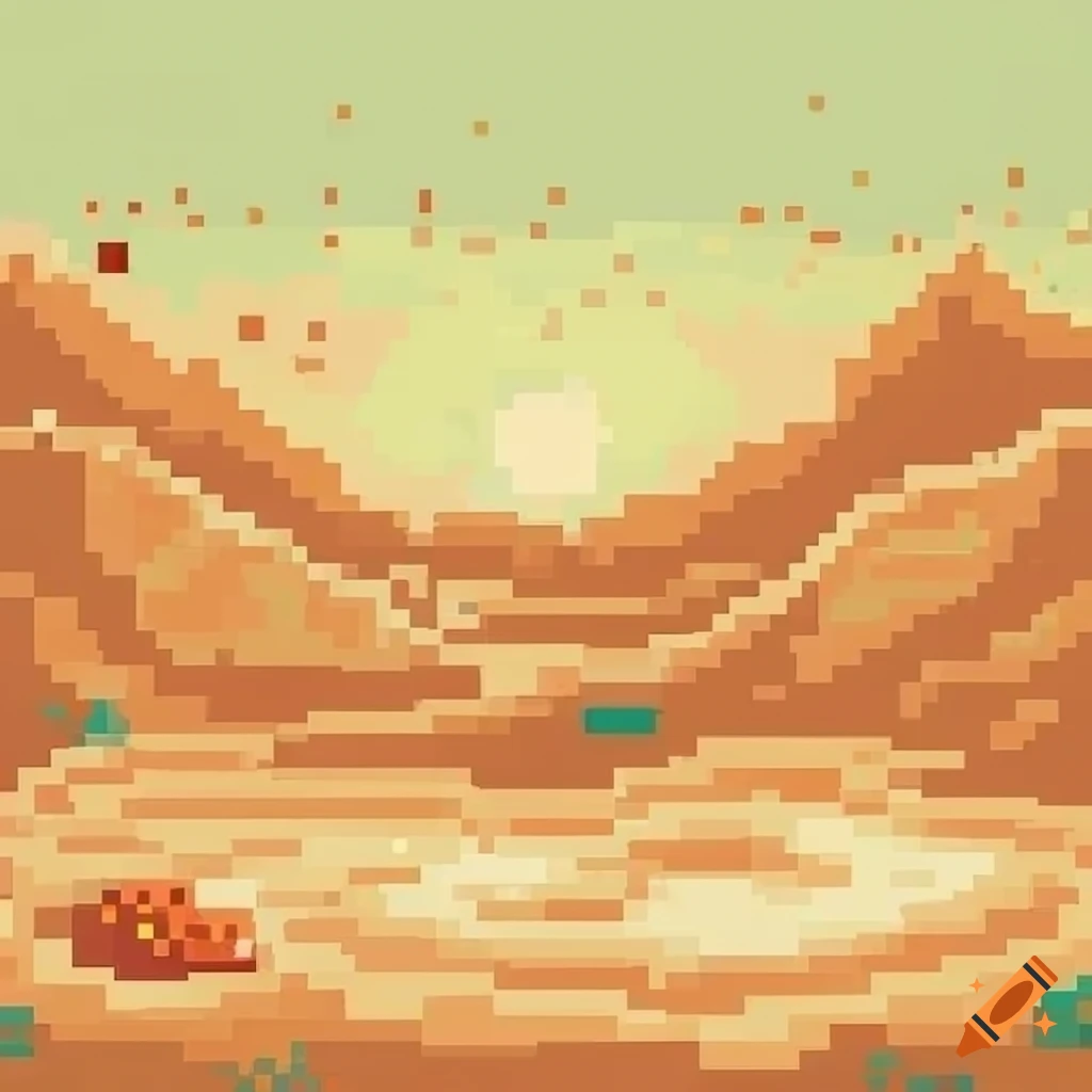 Pixel art of a sandy ocean on Craiyon
