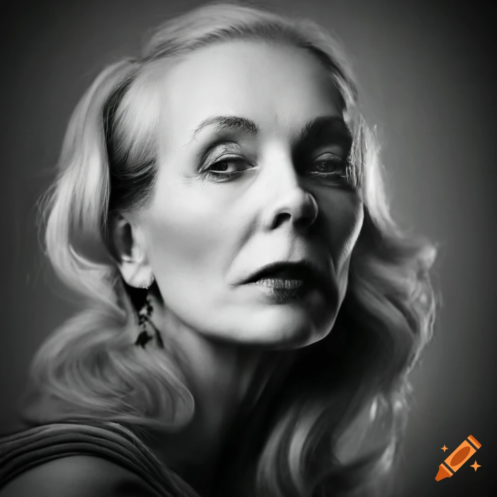elegant black and white portrait of an older woman