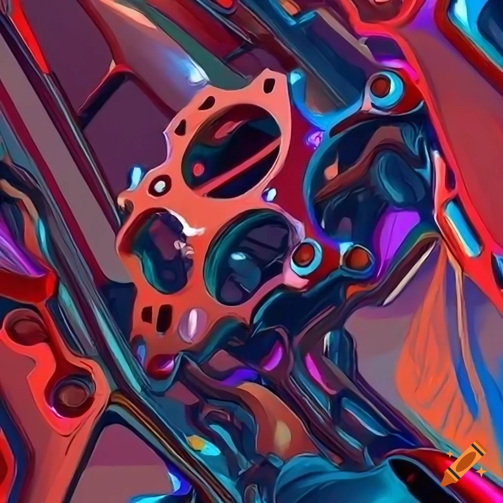 Metallic Abstract Vibrant abstract painting with metallic surfaces on Craiyon