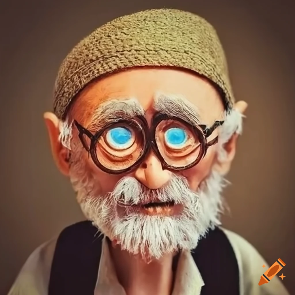 Imagen de un señor mayor con ojos claros y sombrero de fieltro on Craiyon