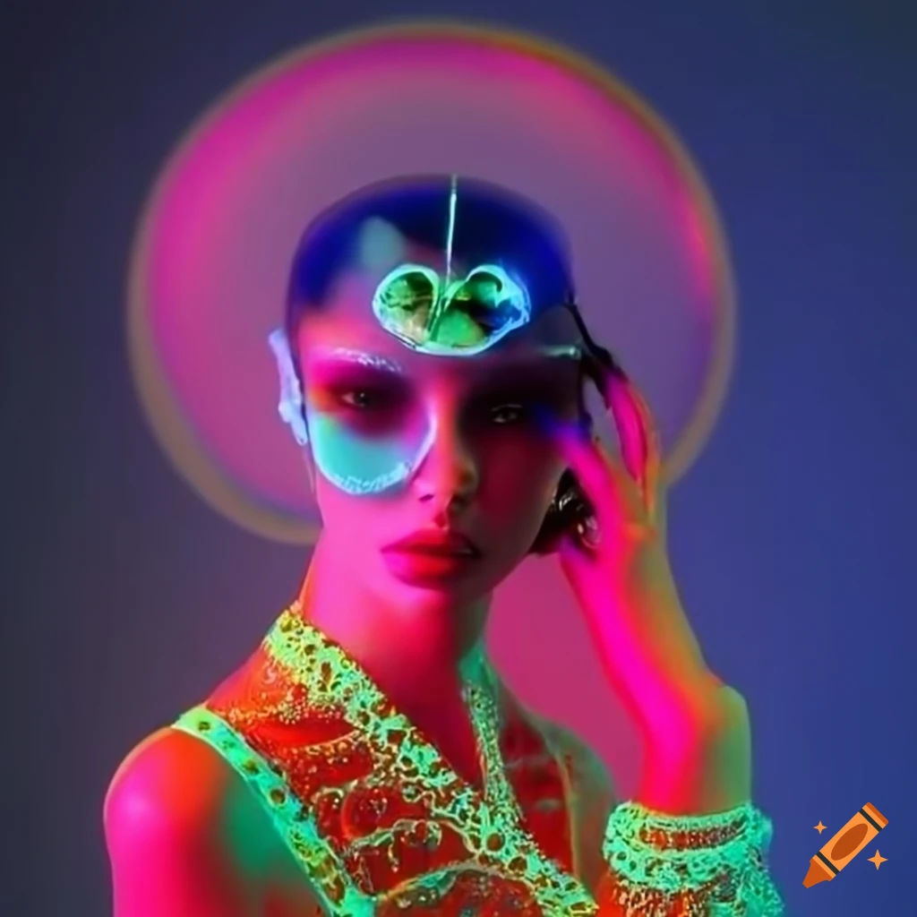vogue model in surreal silk coloured clothes