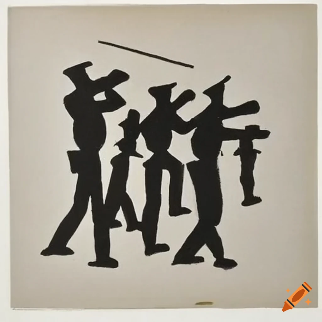 Calligraphic pictograms depicting a riot on Craiyon