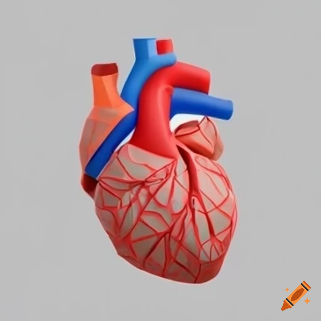 model of a human heart on white background