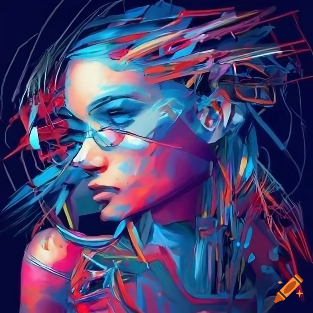 vibrant and metallic abstract painting by Ashley Wood