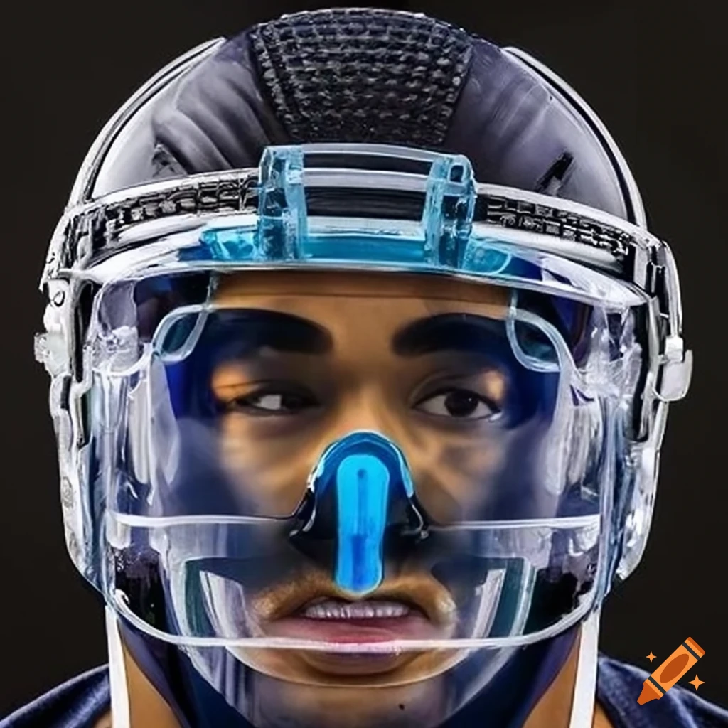 Sports safety gear: transparent nose guard and face guard on Craiyon