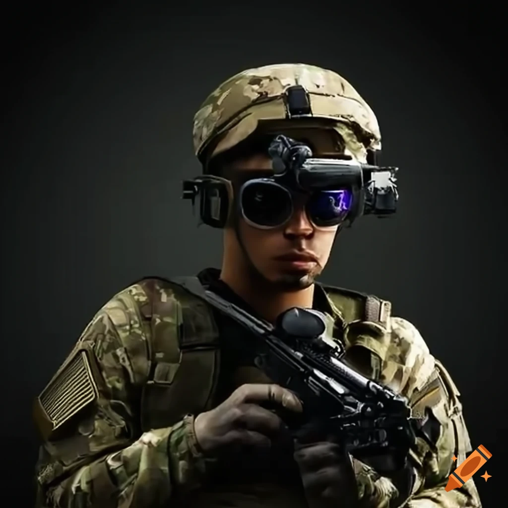 Soldier using night vision goggles on Craiyon