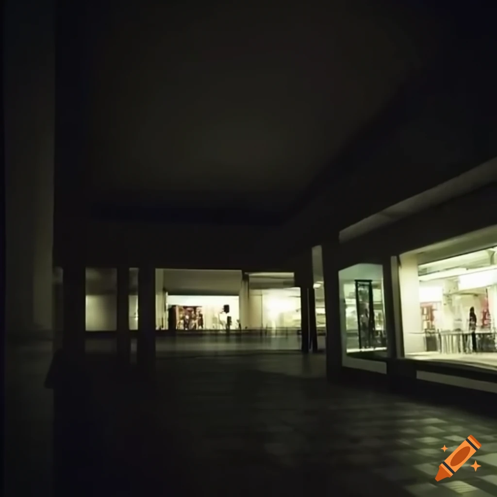 empty mall captured in low quality with flash on