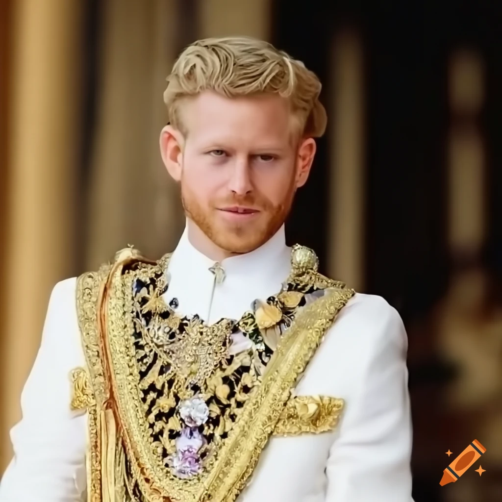 Photo of a charming groom in royal attire on Craiyon