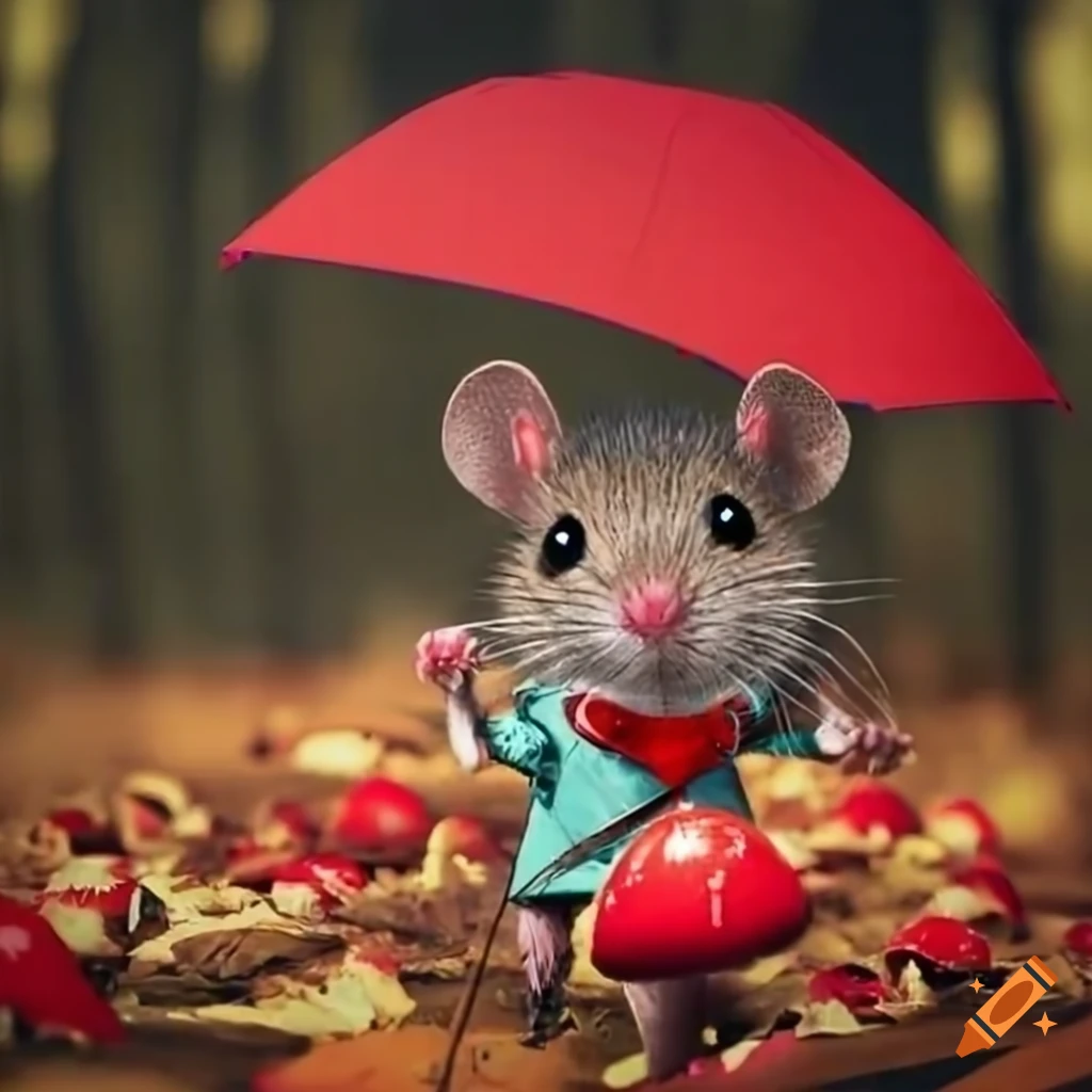 illustration-of-a-mouse-in-a-red-jacket-and-hat-walking-in-the-fall