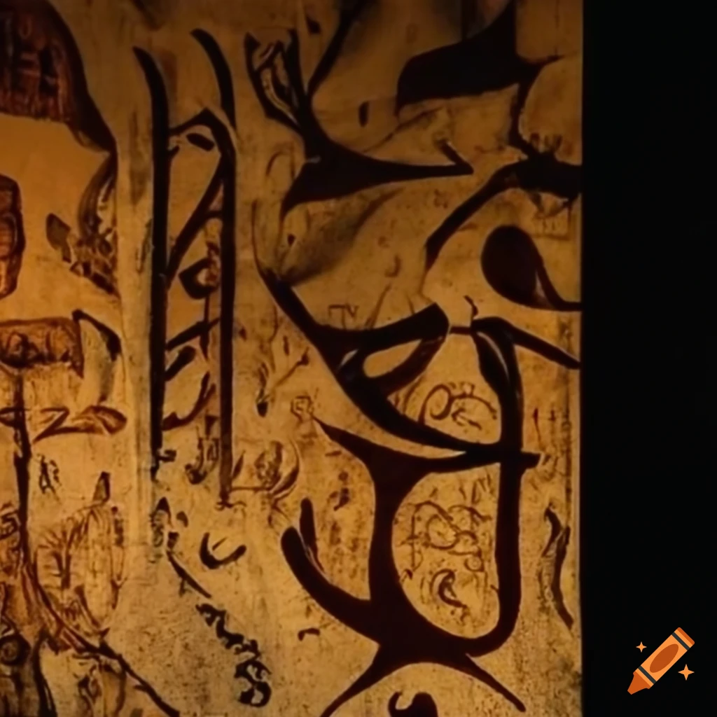 enigmatic calligraphy with ancient symbols