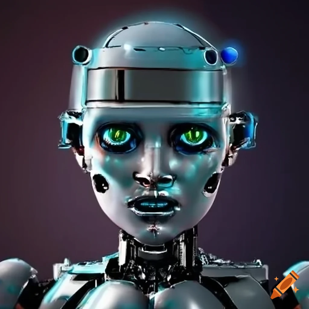 image of a menacing robot with laser eyes