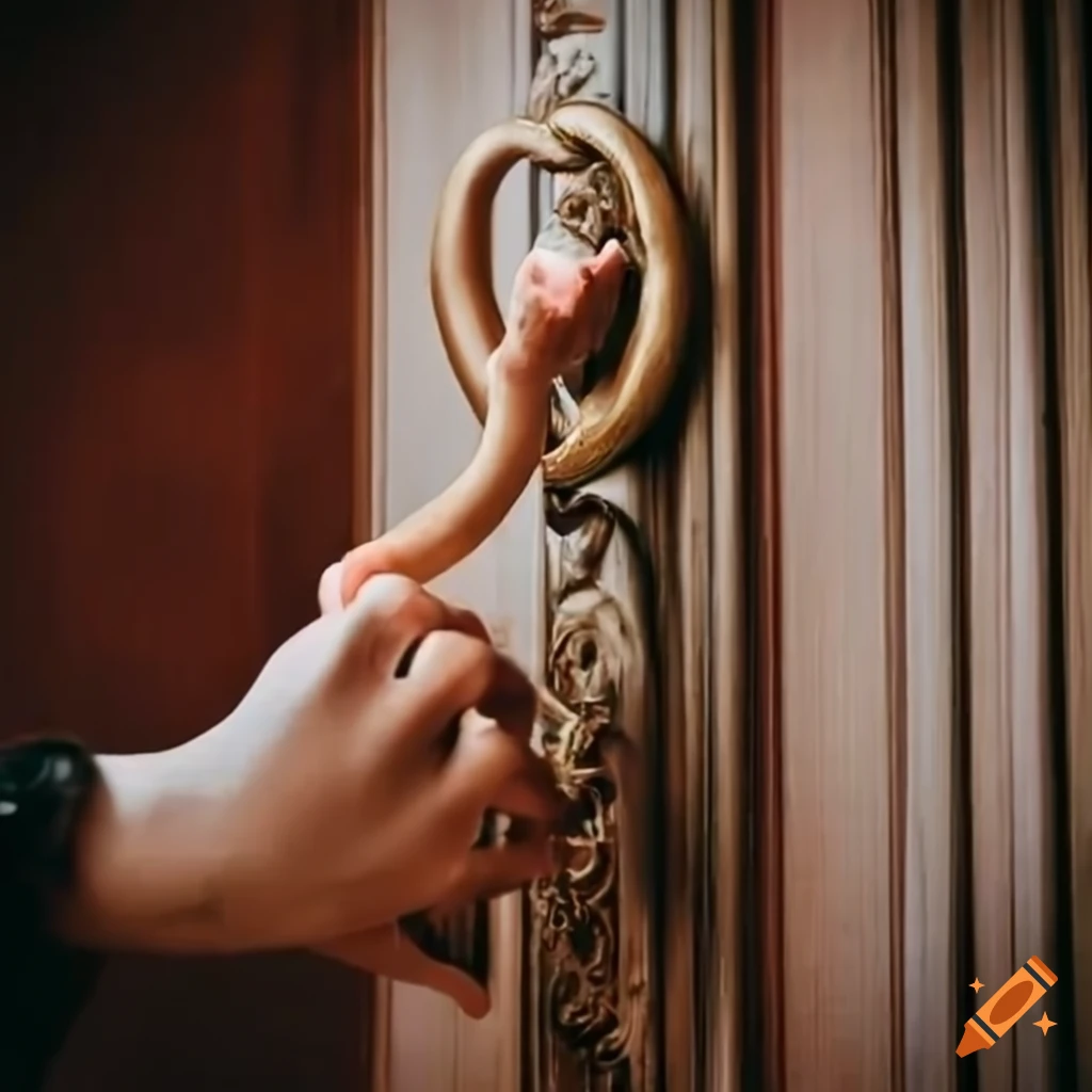 person in religious attire knocking on a door