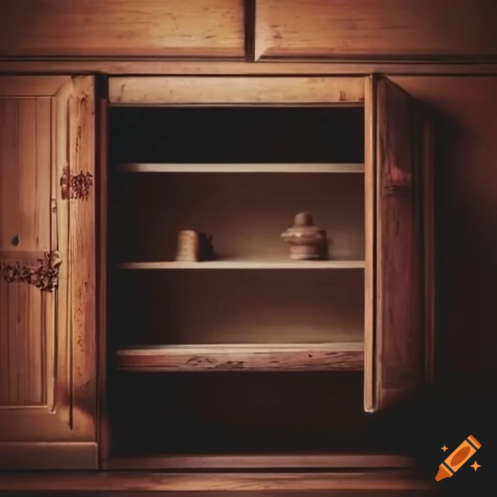 Empty interior of an old cupboard