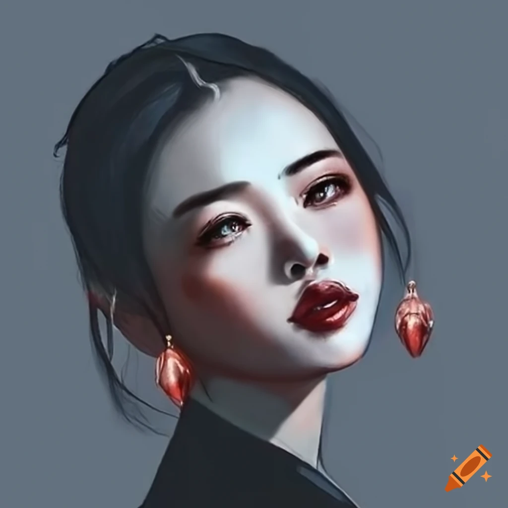 silhouette of a Chinese woman with earrings