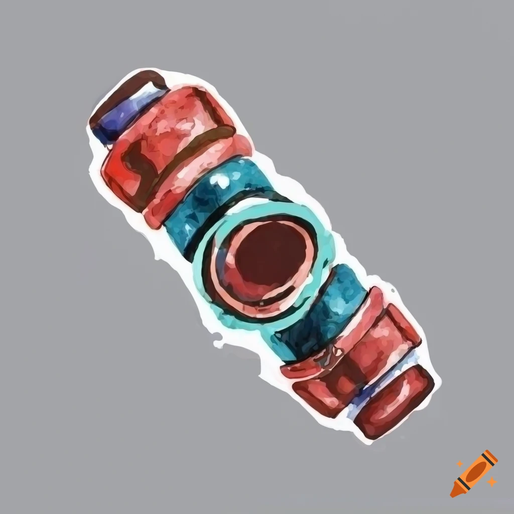 hand-drawn watercolor illustration of a push to connect coupling
