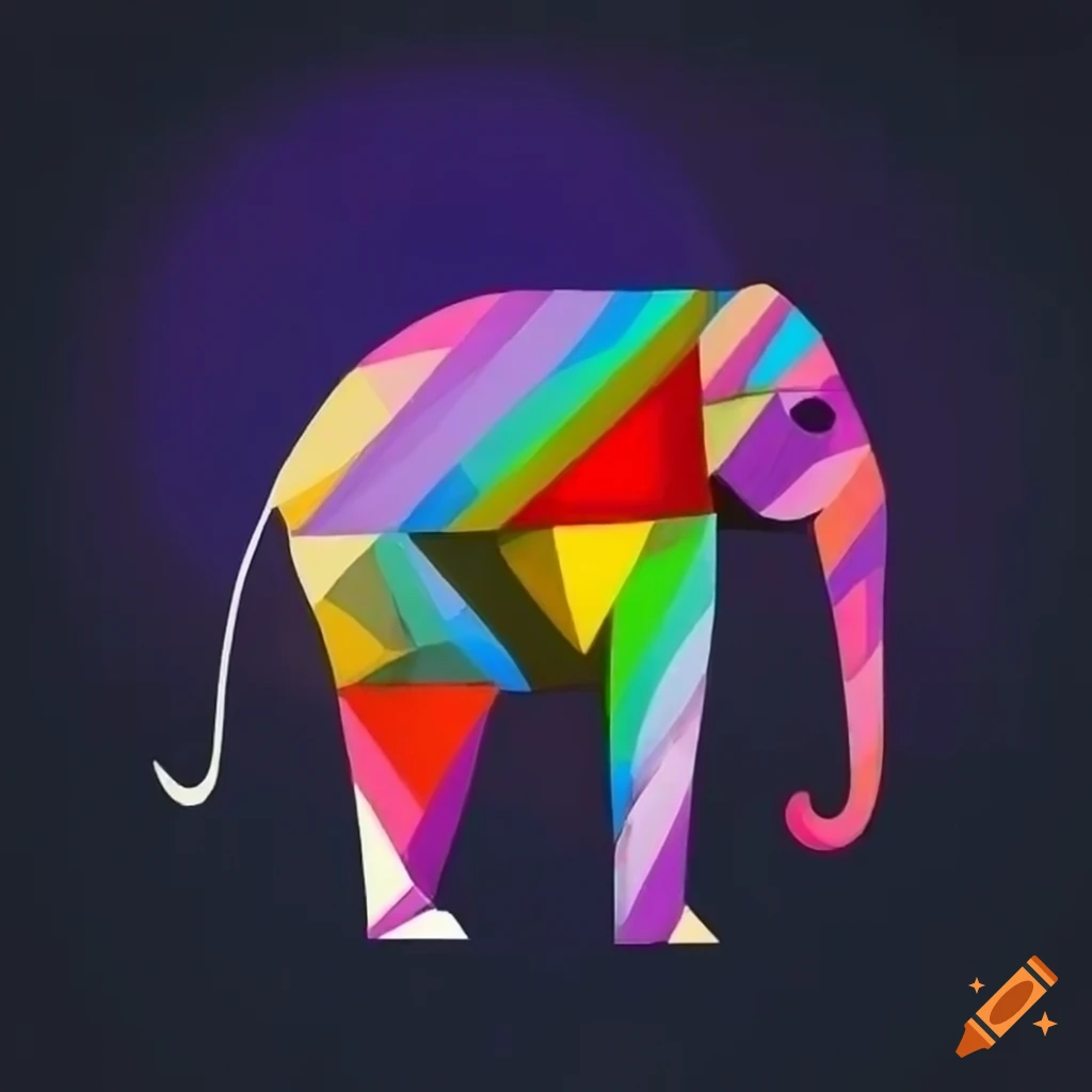 colorful cubist portrayal of an elephant