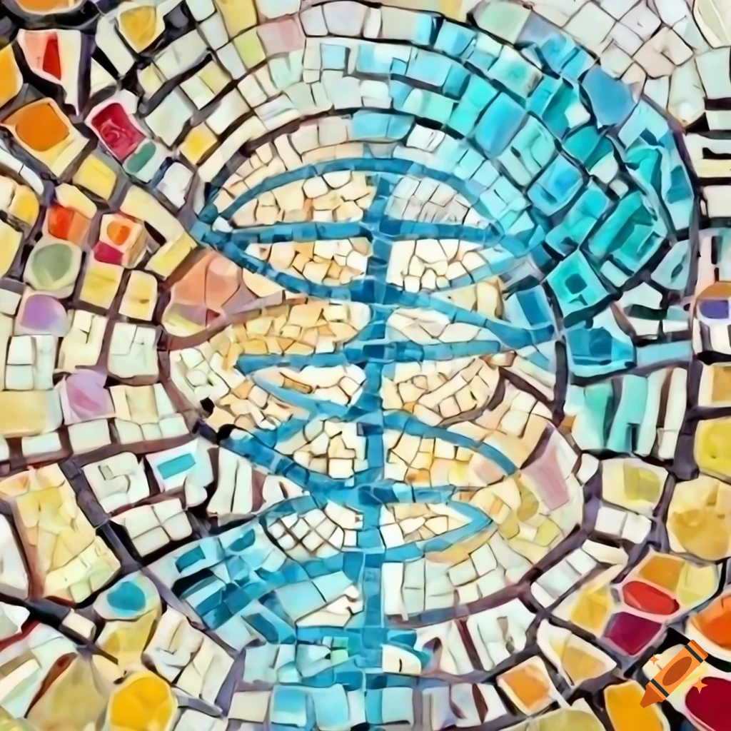 mosaic mural of a DNA helix