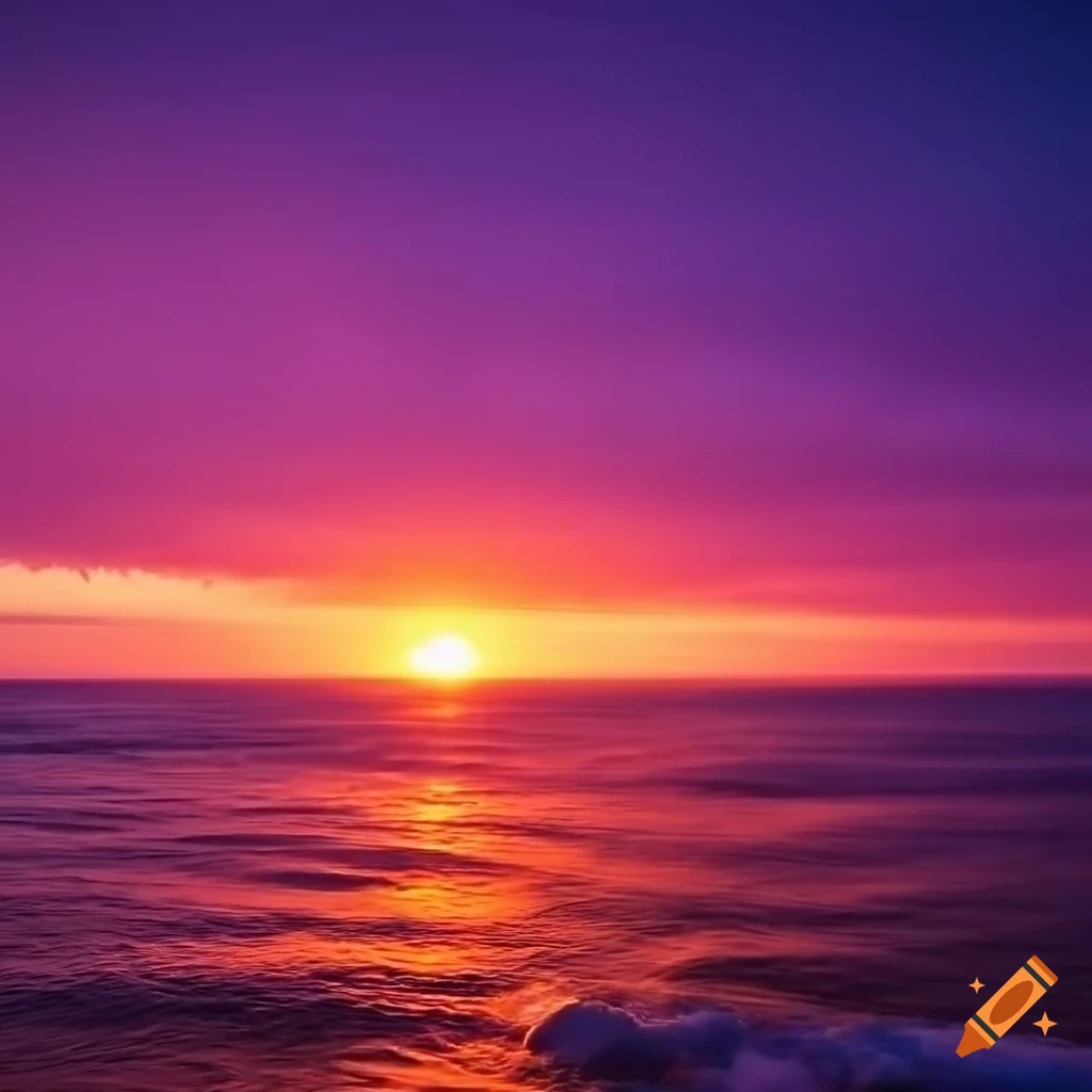 sunset over the ocean with vibrant colors