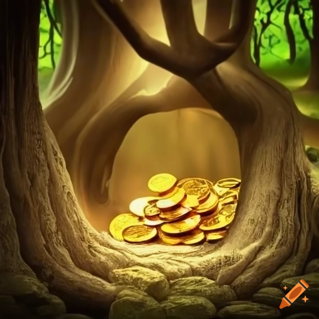 Image of a hidden treasure in a magical tree on Craiyon