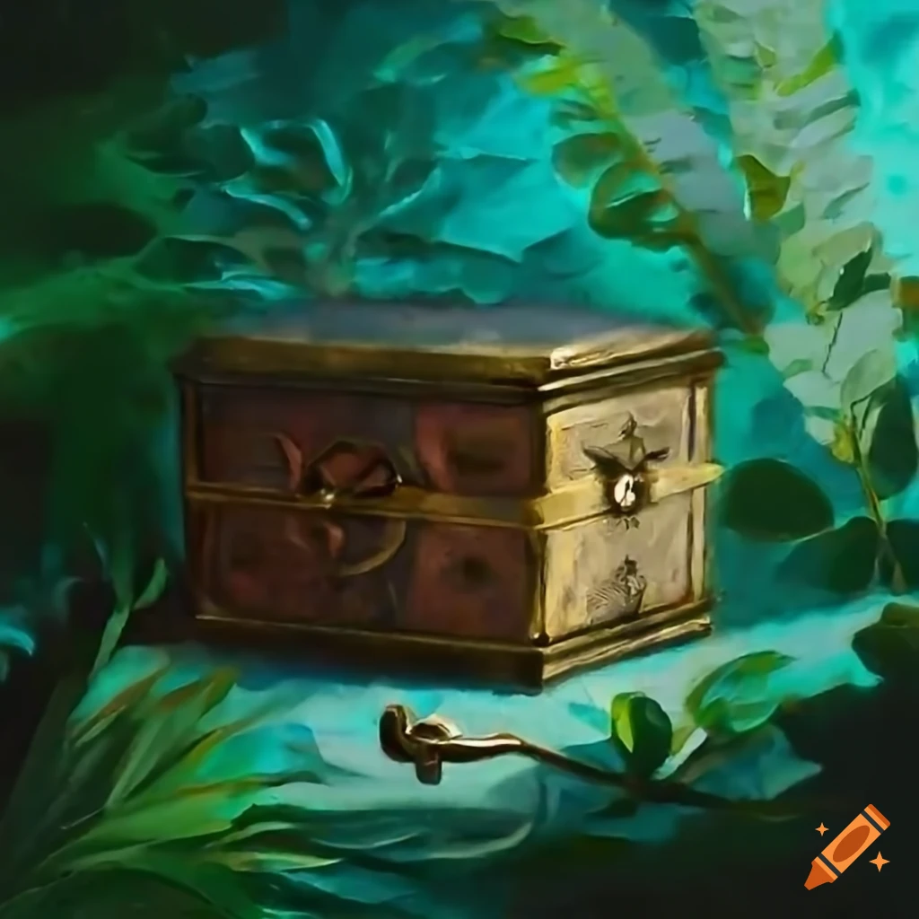 antique box with compass and key