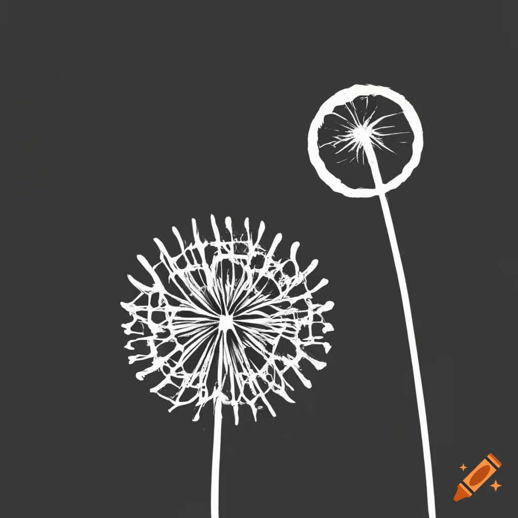 black and white heart and dandelion logo
