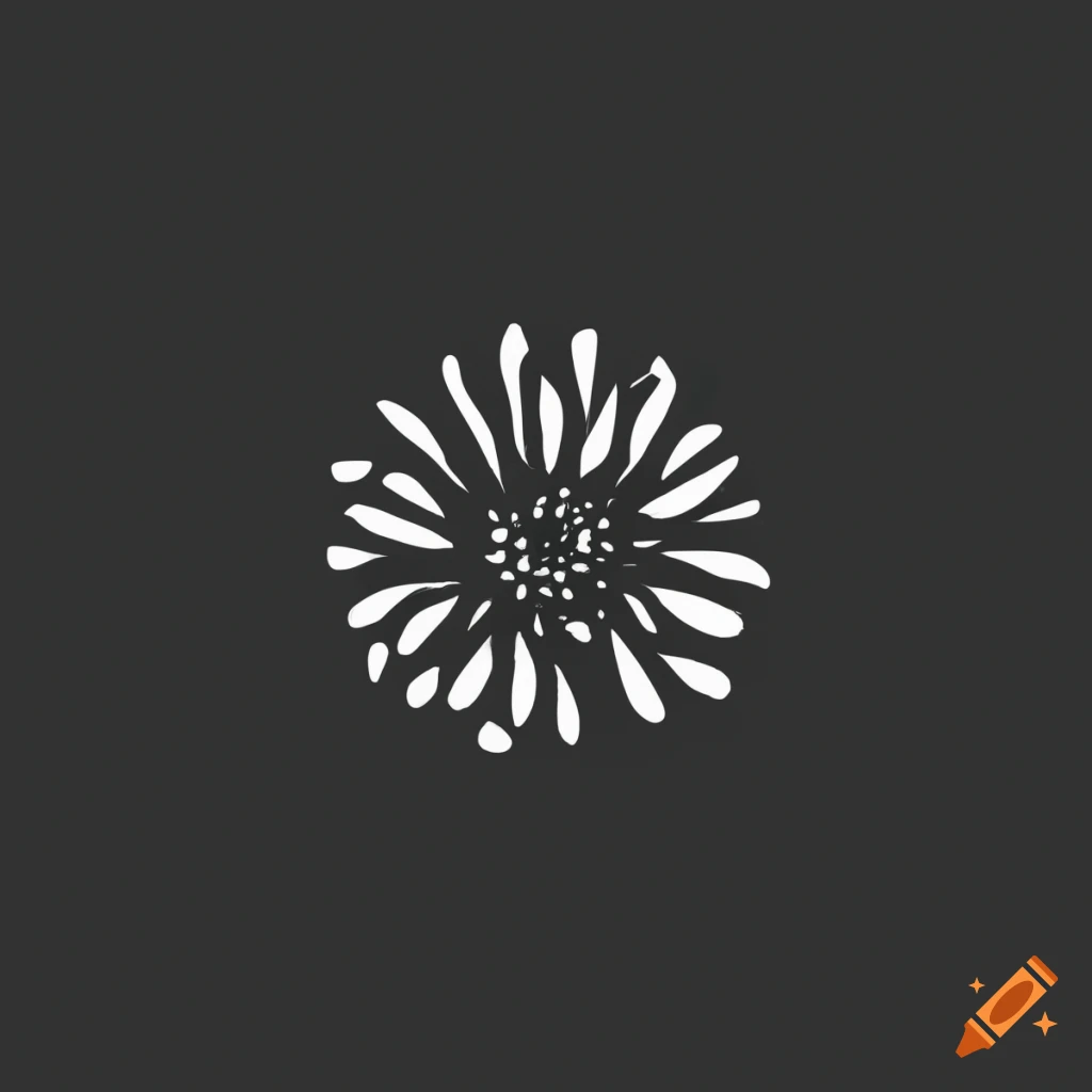 black and white logo of a marigold and heart