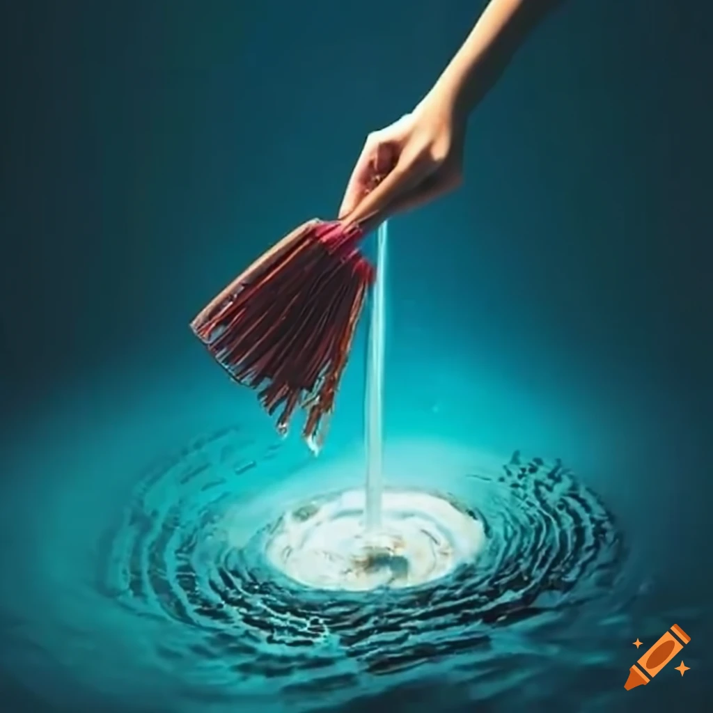 woman sweeping dirt into a drain