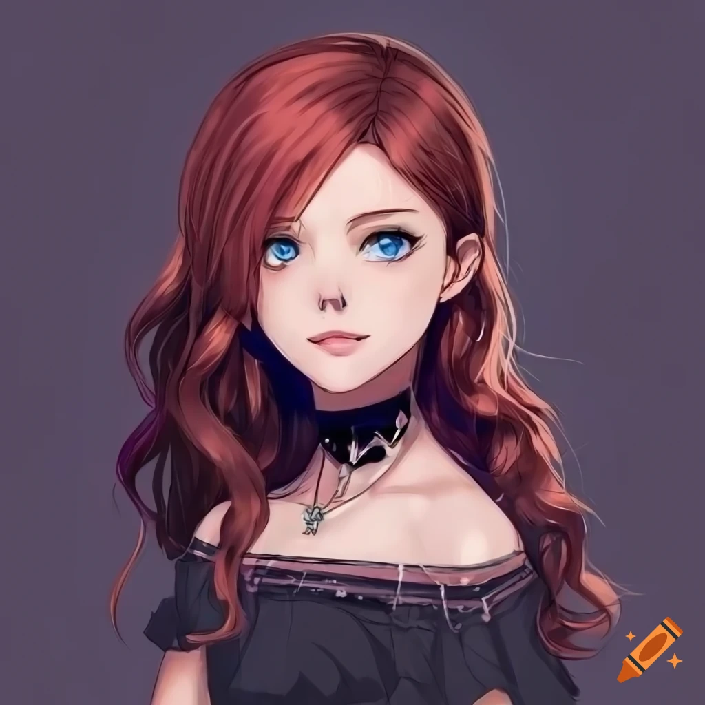 digital art of an alternative young woman with long wavy hair