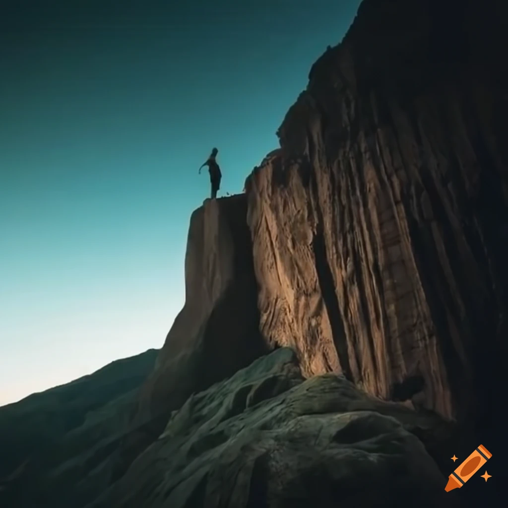 stunning view of a person on a cliff edge