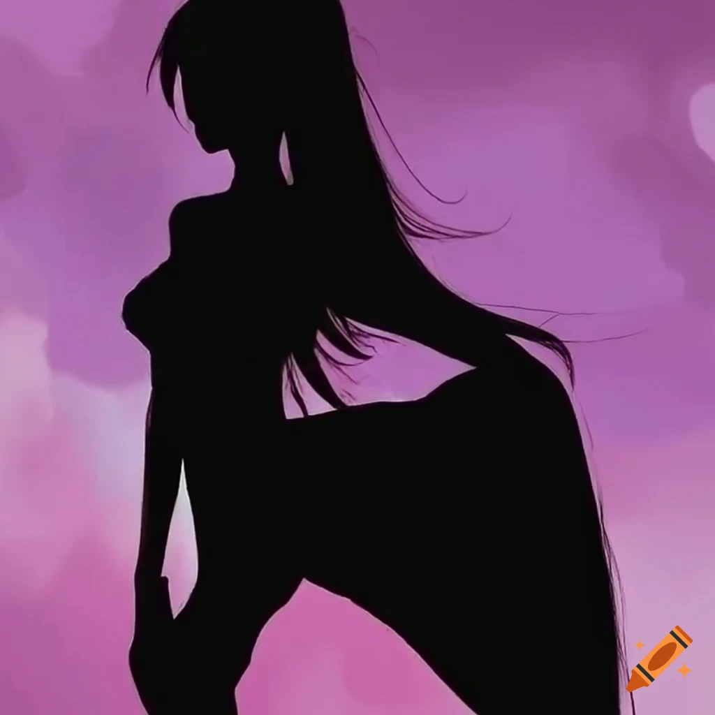 Beautiful Anime Girl Vector Silhouette @