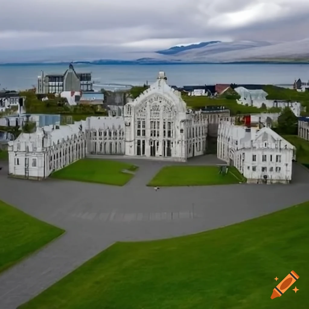 Aerial view of the icelandic parliament building in reykjavik on Craiyon