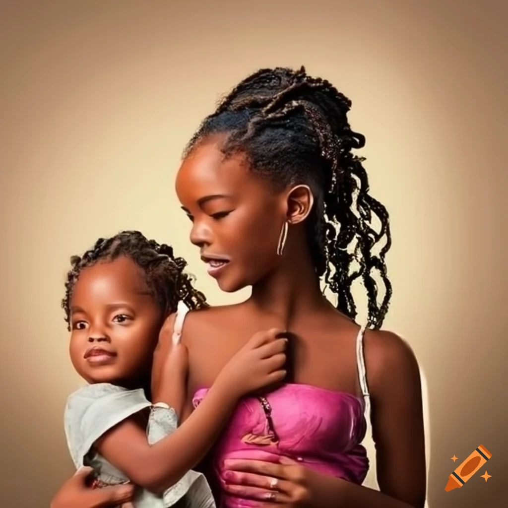 portrait of an African girl with her mother