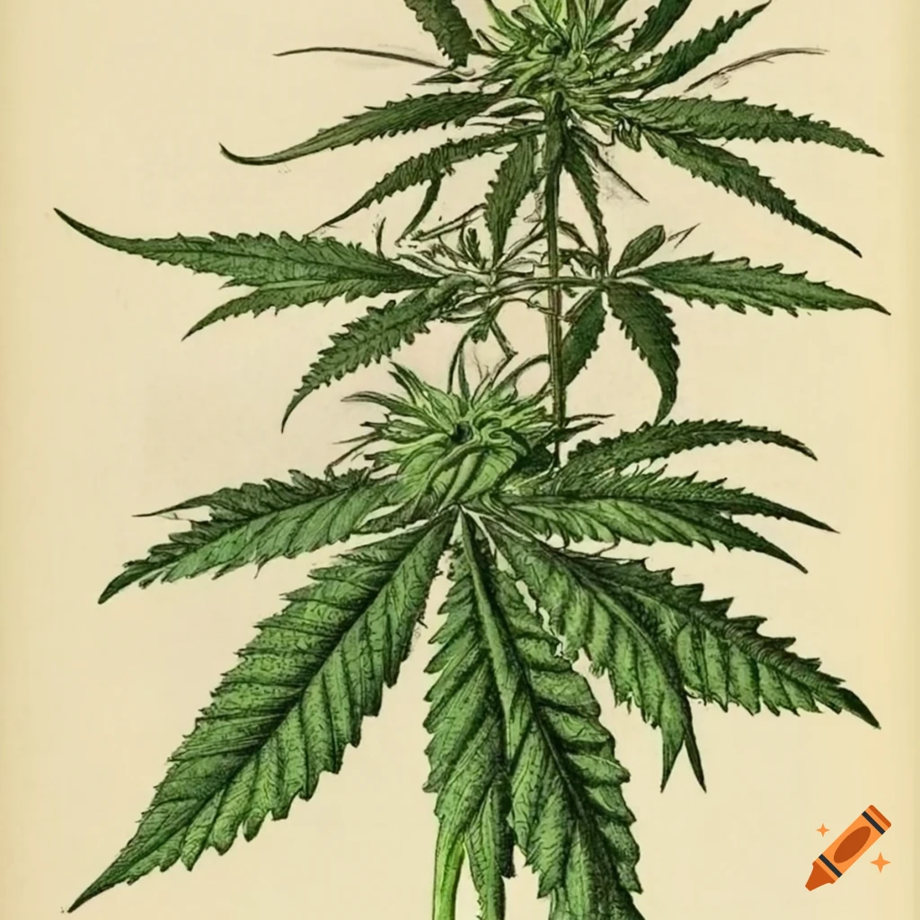 cannabis plant drawing