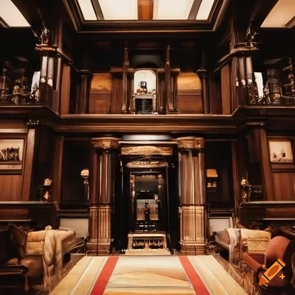 Luxurious brown office interior on Craiyon