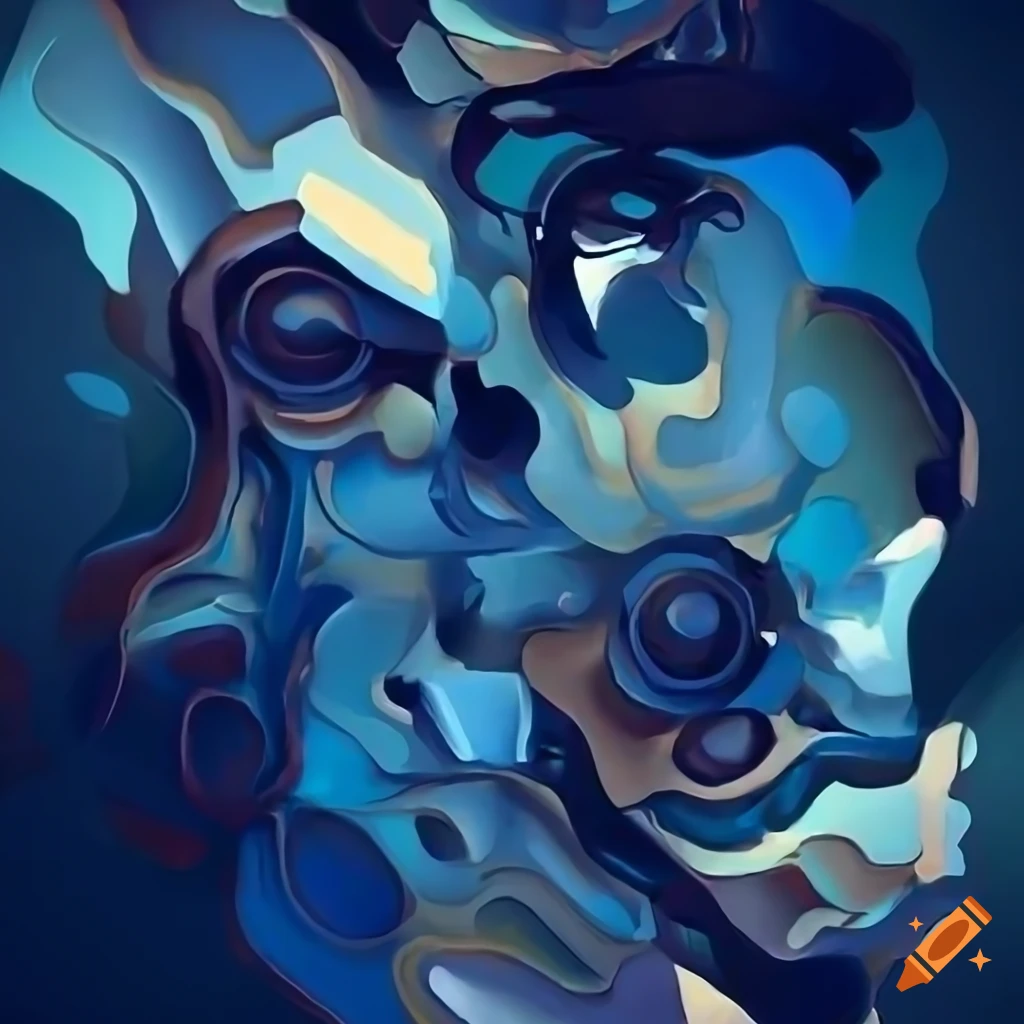 abstract 2D vector mechanical shape painting