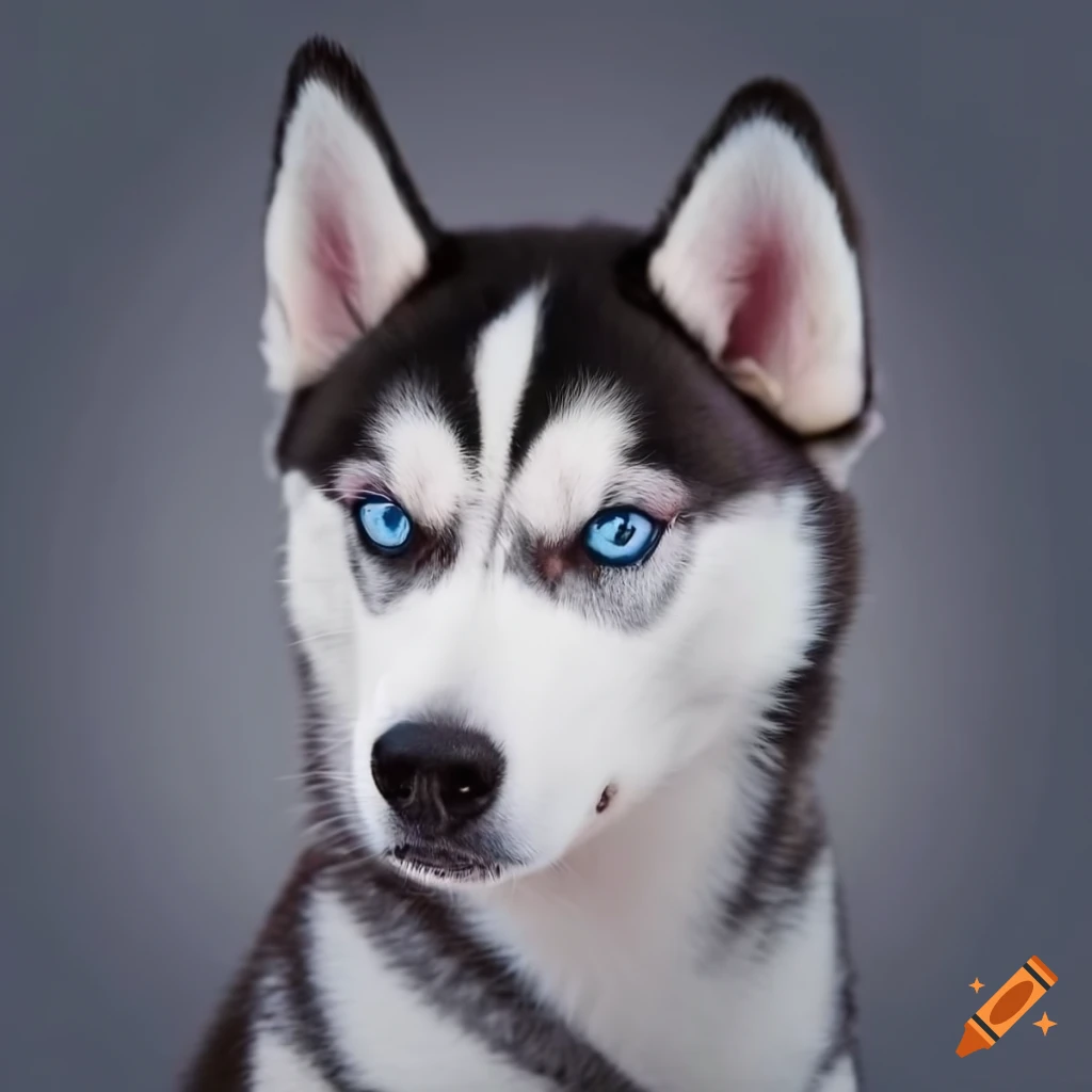 black siberian husky with blue eyes